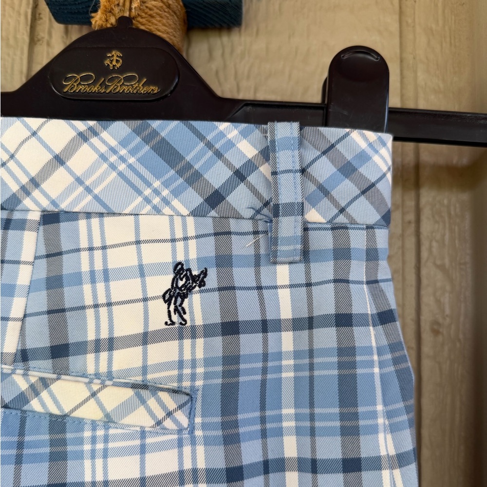 ASHWORTH ⛳️ Men’s Blue Plaid Flat Front Performance Golf Shorts - Size 36